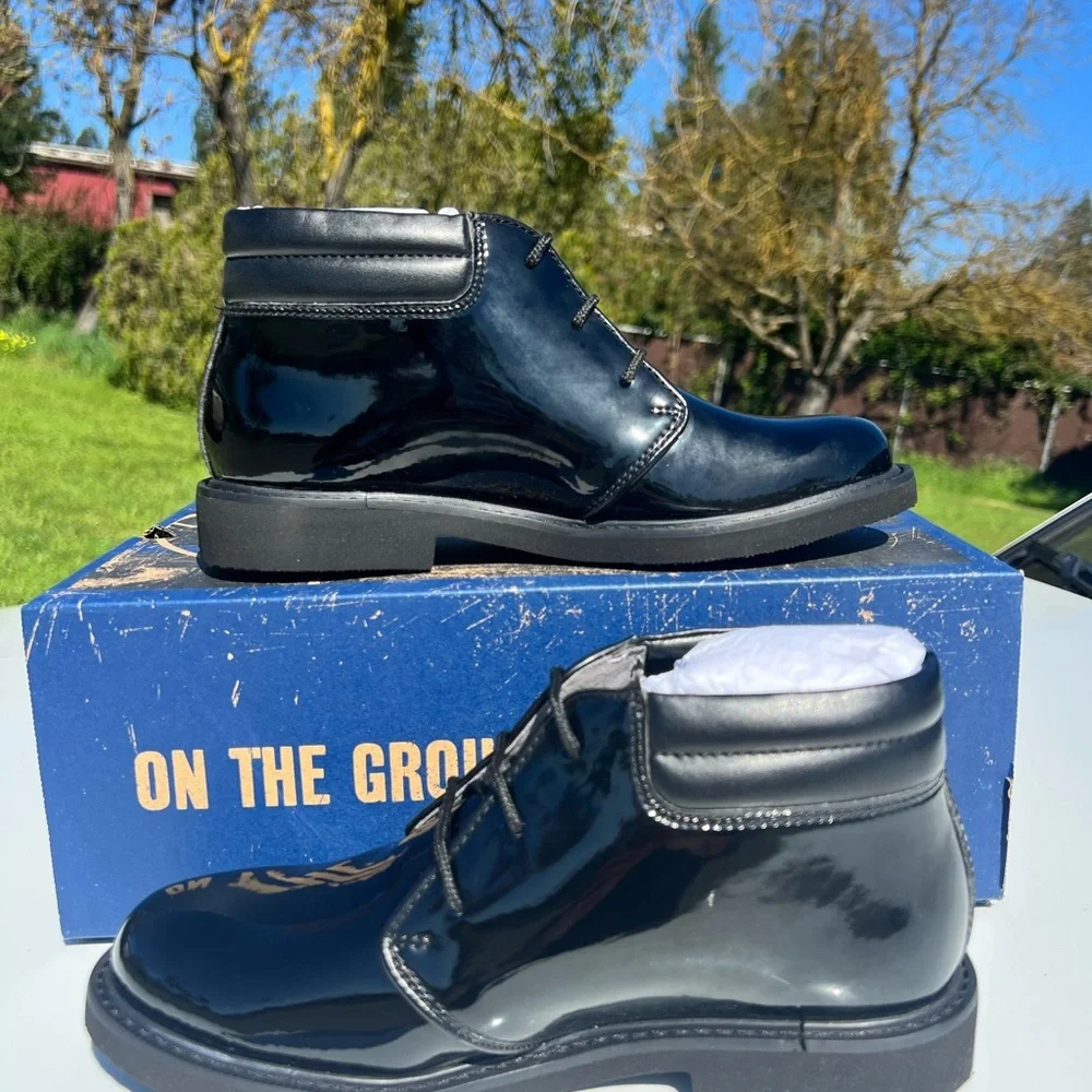 Bates Black Patent Leather Chukka Boots size 4 High Gloss